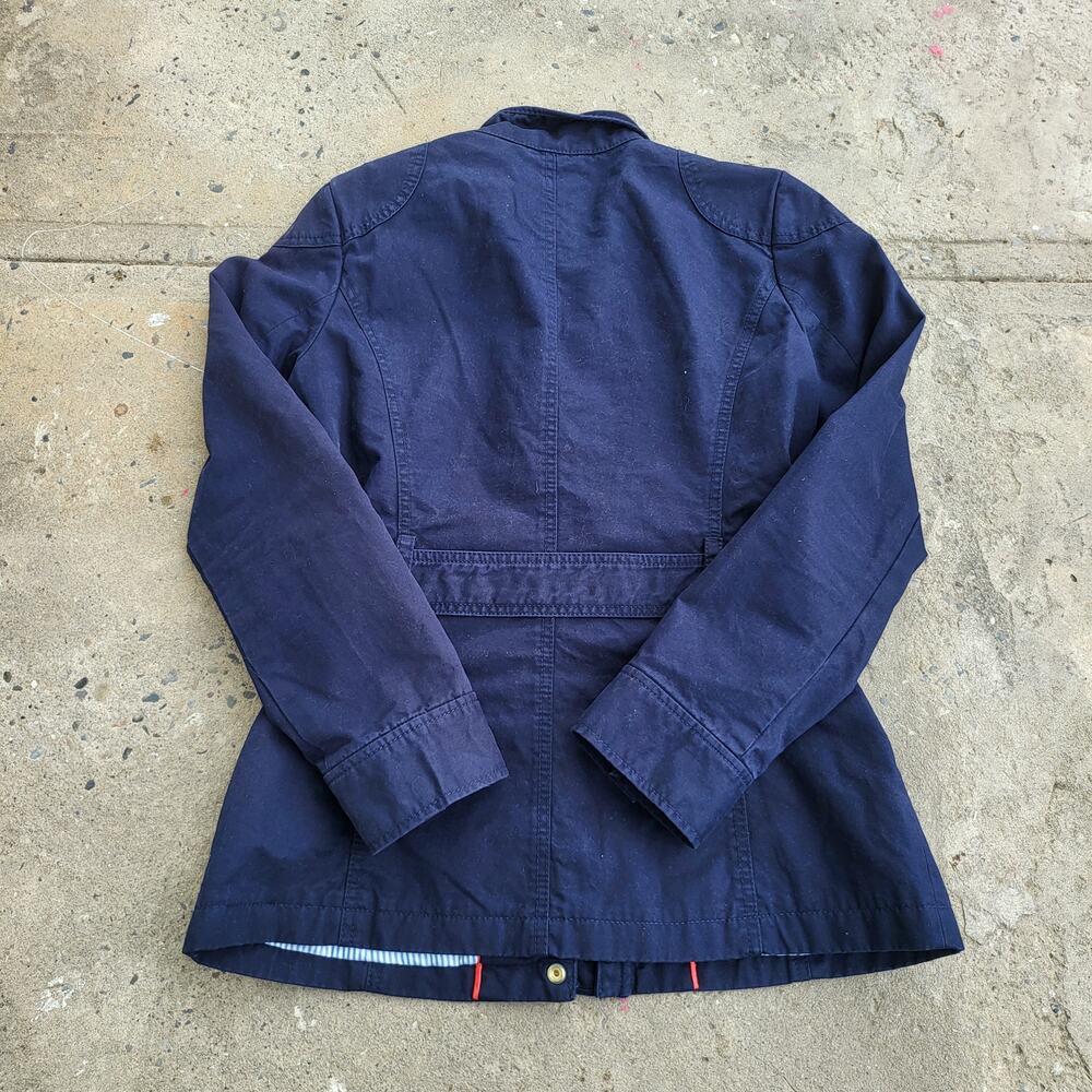 Banana Republic Military Coat Size S Blue Lined Belted Jacket Urban Preppy Fall - Picture 4 of 13